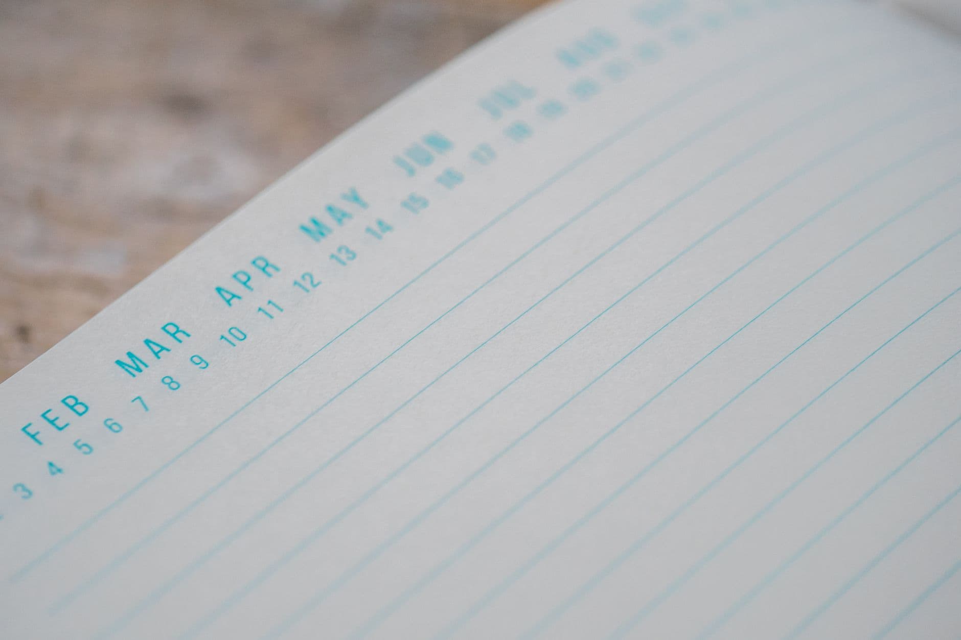 A monthly calendar page with several days checked off
