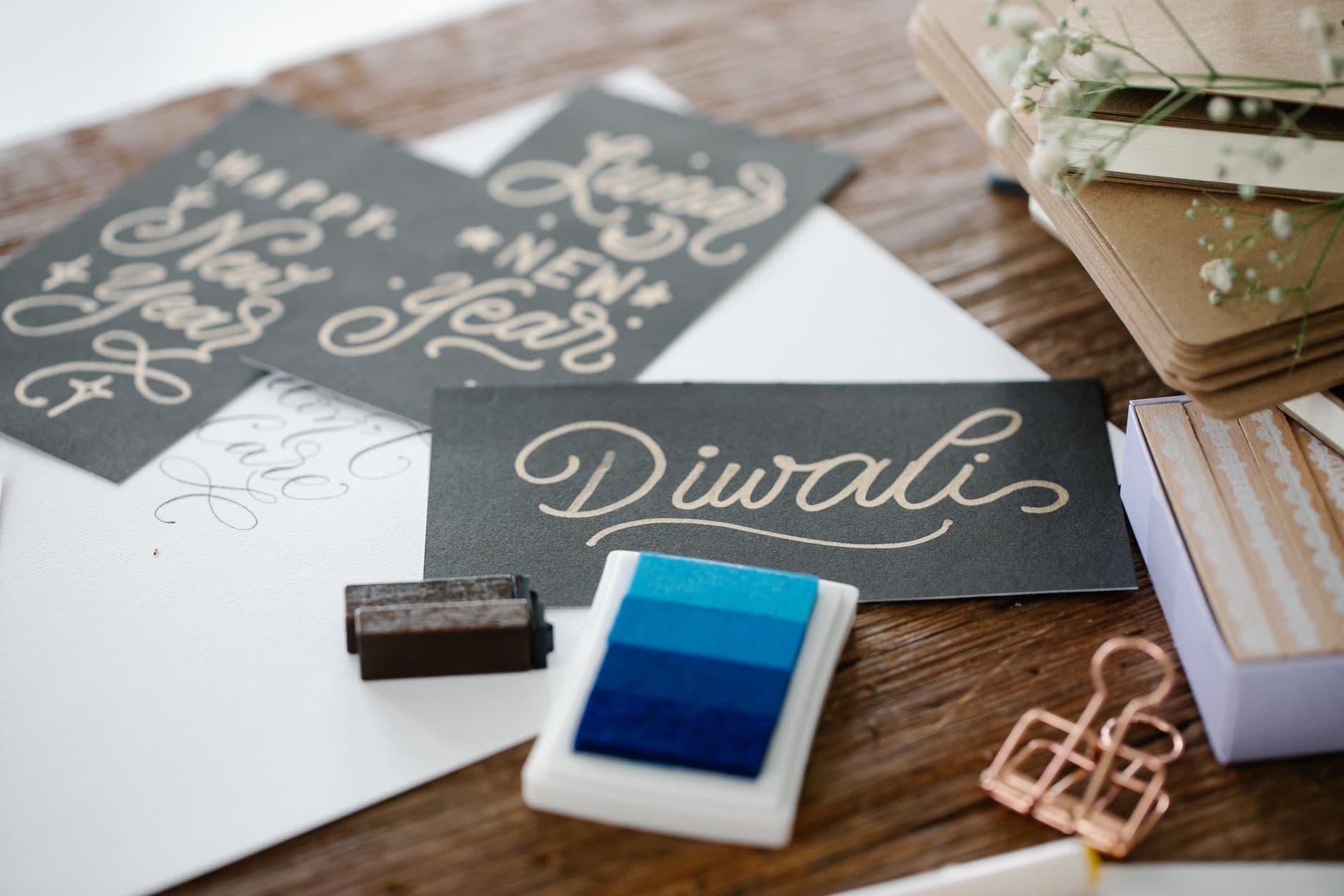 Handwritten task cards arranged on a table